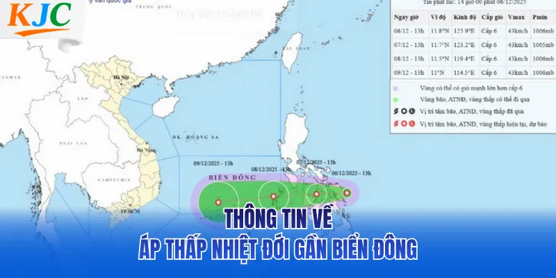 Thông tin về áp thấp nhiệt đới gần biển Đông
